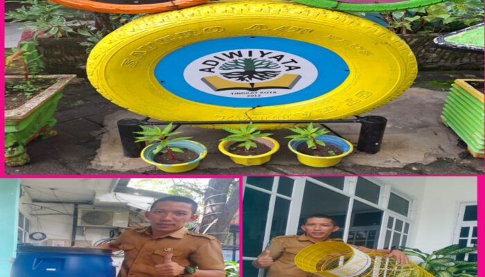 DLH Makassar Berikan Bantuan Komposter dan Inovasi Tempat Sampah Botol Plastik untuk SDI Maccini Sombala